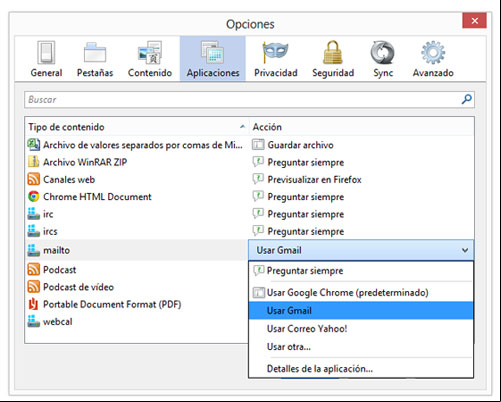 Habilitar en el navegador Firefox, el uso de MAILTO para nuestra cuenta de email Habilitar en el navegador Firefox, el uso de MAILTO para nuestra cuenta de email