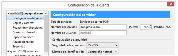Configurar en Thunderbird una cuenta de correo usando POP Configurar en Thunderbird una cuenta de correo usando POP