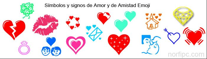 Símbolos y signos Emoji de amor y Amistad