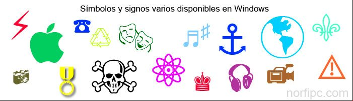 Símbolos, signos y caracteres especiales Unicode varios