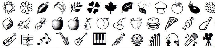 Símbolos, signos y caracteres emoji de frutas, plantas y flores Símbolos, signos y caracteres emoji de frutas, plantas y flores