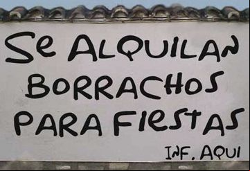 Cartel de borrachos en la via
