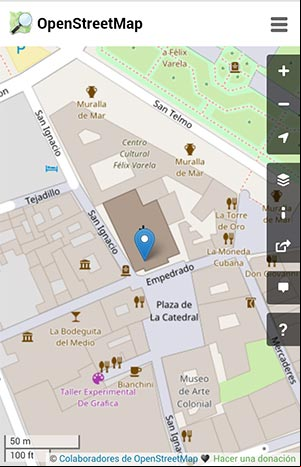 Resultado de una petición a OpenStreetMaps en un telefono celular Resultado de una petición a OpenStreetMaps en un telefono celular