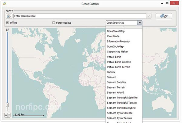 Ventana del programa GMapCatcher, usado para guardar mapas de internet Ventana del programa GMapCatcher, usado para guardar mapas de internet