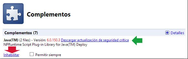 Desactivar o actualizar la versión de Java en el navegador Google Chrome Desactivar o actualizar la versión de Java en el navegador Google Chrome