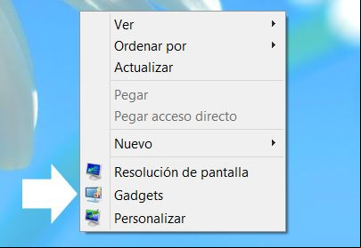 Abrir la herramienta Gadgets en Windows 8 Abrir la herramienta Gadgets en Windows 8