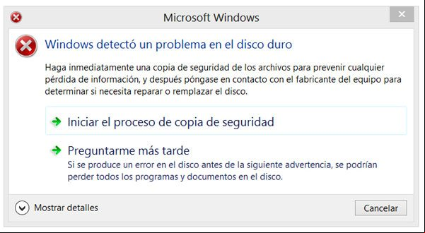 Alerta en Windows de un disco marcado con errores por SMART Alerta en Windows de un disco marcado con errores por SMART