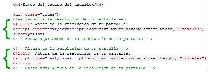 Codigos Javascript en el codigo fuente de esta pagina web