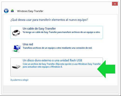 Escoger el método de transferir los datos con Windows Easy Transfer Escoger el método de transferir los datos con Windows Easy Transfer