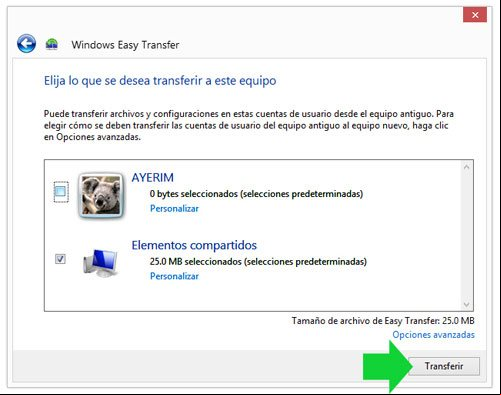 Restaurar con Windows Easy Transfer archivos de otro equipo Restaurar con Windows Easy Transfer archivos de otro equipo