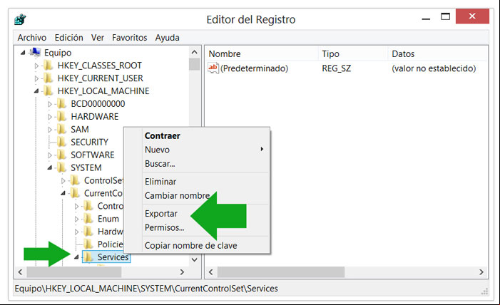 Exportar y guardar una clave del Registro usando Regedit Exportar y guardar una clave del Registro usando Regedit