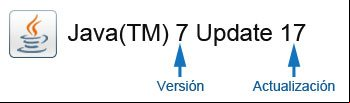 Versión y número de la actualización de Java instalada en el equipo Versión y número de la actualización de Java instalada en el equipo