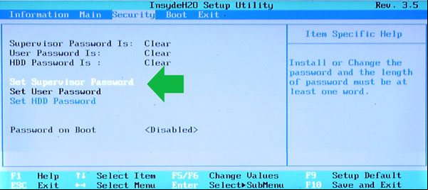 Asignar una contraseña al arranque de una Notebook mediante el SETUP Asignar una contraseña al arranque de una Notebook mediante el SETUP