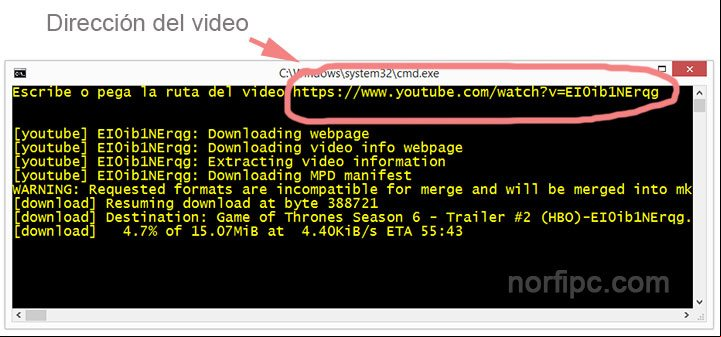 Descargando un video desde YouTube con la aplicación YouTube-dl, usando un archivo batch Descargando un video desde YouTube con la aplicación YouTube-dl, usando un archivo batch
