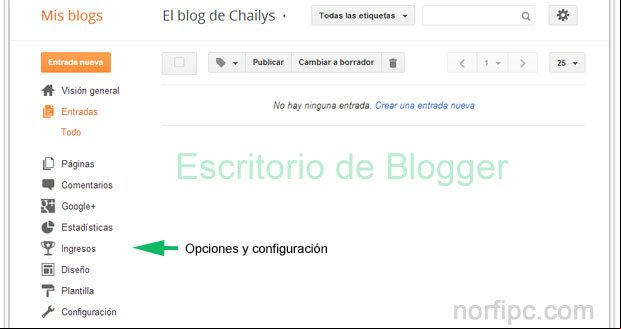 Dashboard o Escritorio de Blogger Dashboard o Escritorio de Blogger