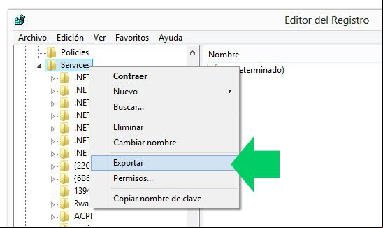 Guardar la configuración predeterminada de los servicios desde el Registro de Windows Guardar la configuración predeterminada de los servicios desde el Registro de Windows