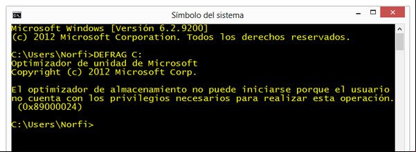 Mensaje de error porque no se ejecuta la consola con permisos de Mensaje de error porque no se ejecuta la consola con permisos de