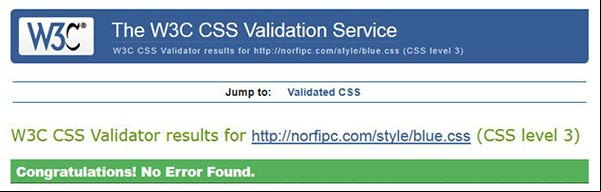 Mensaje de codigo CSS correcto en el validador del W3C Mensaje de codigo CSS correcto en el validador del W3C