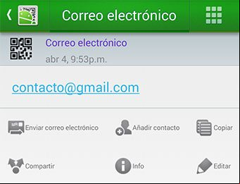 Comando de un código QR para una dirección de email Comando de un código QR para una dirección de email