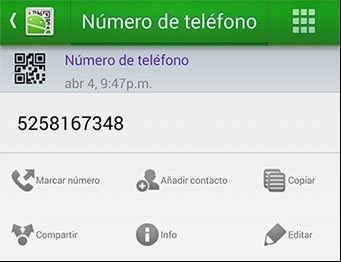 Comando de un código QR para un número de teléfono Comando de un código QR para un número de teléfono