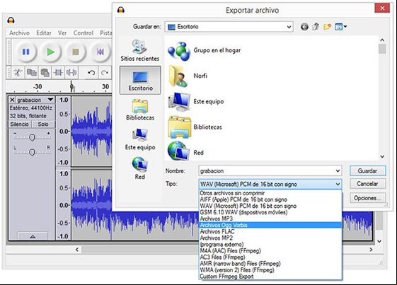 Convirtiendo archivos de audio a otros formatos con Audacity Convirtiendo archivos de audio a otros formatos con Audacity