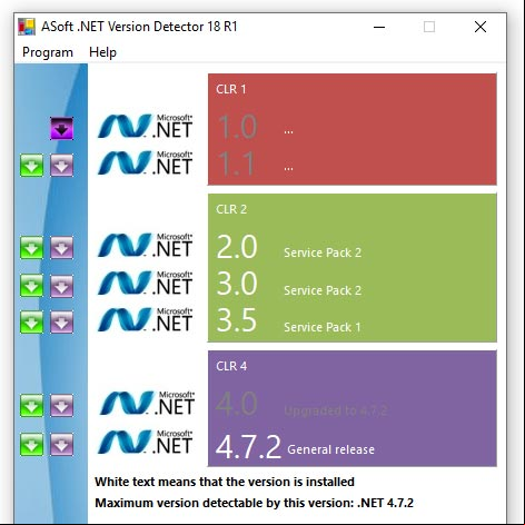Ventana de NET Version Detector, aplicación para saber las versiones instaladas de .NET Framework Ventana de NET Version Detector, aplicación para saber las versiones instaladas de .NET Framework