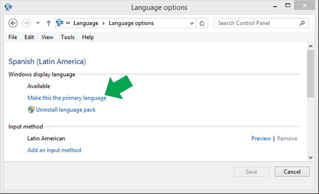 Establecer el idioma Español como el primario o principal de Windows Establecer el idioma Español como el primario o principal de Windows