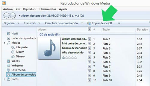 Extraer musica de un CD de audio con el Reproductor de Windows Media Extraer musica de un CD de audio con el Reproductor de Windows Media