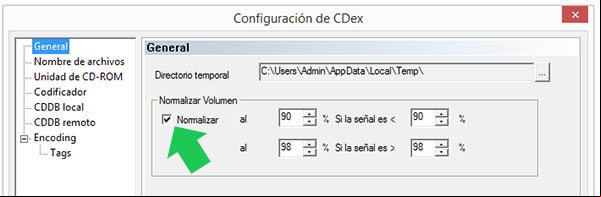 Normalizar el volumen de las canciones con CDex Normalizar el volumen de las canciones con CDex