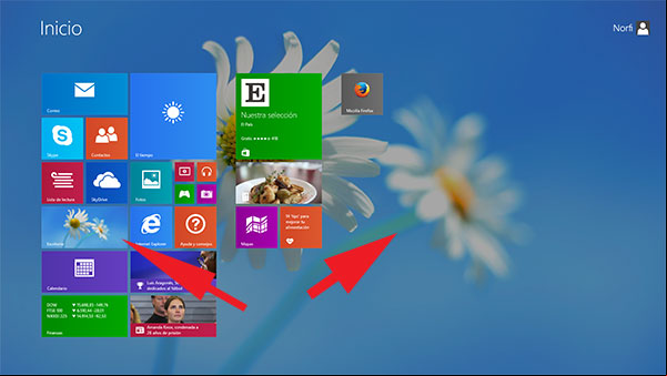 La misma imagen en el escritorio y la pantalla de inicio en Windows 8.1 La misma imagen en el escritorio y la pantalla de inicio en Windows 8.1