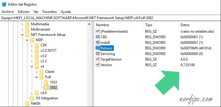 Encontrar en el Registro de Windows las versiones de NET Framework instaladas. Encontrar en el Registro de Windows las versiones de NET Framework instaladas.