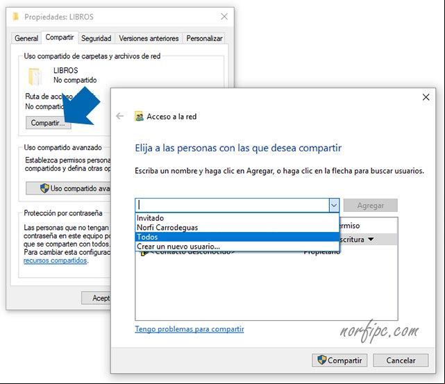 Compartir una carpeta en Windows Compartir una carpeta en Windows