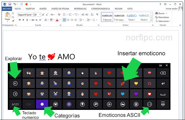 Usar el Teclado táctil para escribir simbolos Emoji en Microsoft Word Usar el Teclado táctil para escribir simbolos Emoji en Microsoft Word