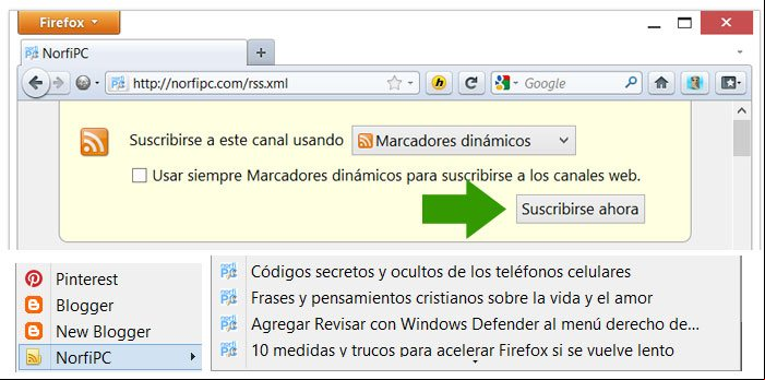 Usar los marcadores dinámicos en Firefox para suscribirse a las fuentes de noticias RSS en un sitio web Usar los marcadores dinámicos en Firefox para suscribirse a las fuentes de noticias RSS en un sitio web
