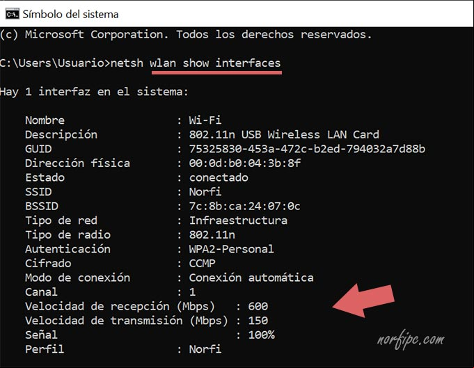 Comando para ver la fortaleza de la señal Wifi y otros datos de la red en Windows Comando para ver la fortaleza de la señal Wifi y otros datos de la red en Windows