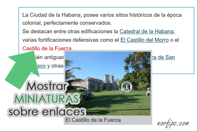 Mostrar miniaturas de imágenes o páginas sobre los enlaces Mostrar miniaturas de imágenes o páginas sobre los enlaces