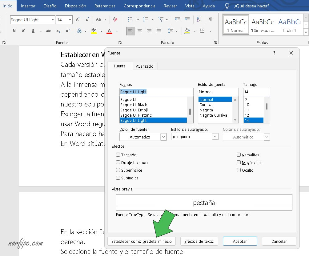 Establecer en Word la fuente y el tamaño para todos los documentos Establecer en Word la fuente y el tamaño para todos los documentos