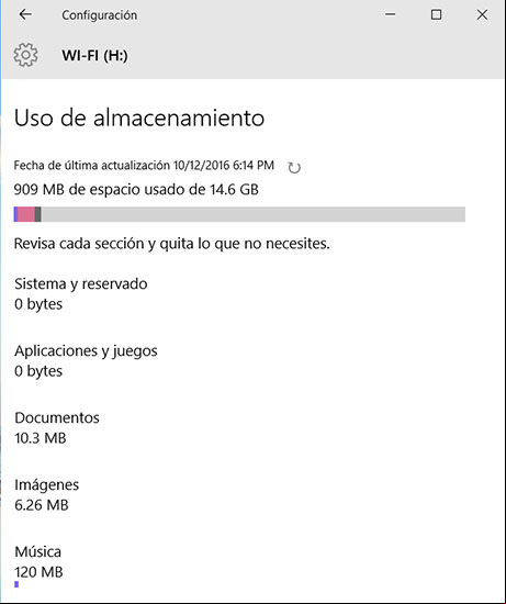 Uso de almacenamiento de Windows 10, aplicación para conocer el espacio que consume cada tipo de archivo en un disco, tarjeta de memoria o cualquier otra unidad de almacenamiento Uso de almacenamiento de Windows 10