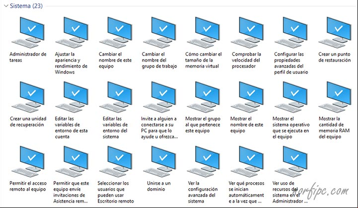 Parte del contenido de la Carpetas Modo Dios en Windows 10 Parte del contenido de la Carpetas Modo Dios en Windows 10