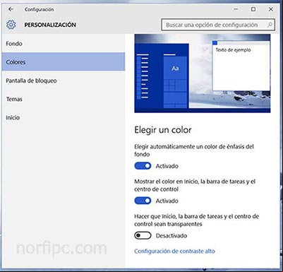Desactivar la transparencia en Windows 10 Desactivar la transparencia en Windows 10