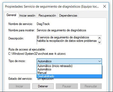 Deshabilitar servicios de seguimiento en Windows 10 Deshabilitar servicios de seguimiento en Windows 10