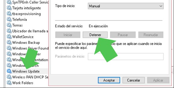 Detener el servicio de Windows Update en Windows 10 Detener el servicio de Windows Update en Windows 10