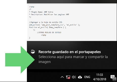 Enlace para abrir captura de pantalla en Snip & Sketch Enlace para abrir captura de pantalla en Snip & Sketch
