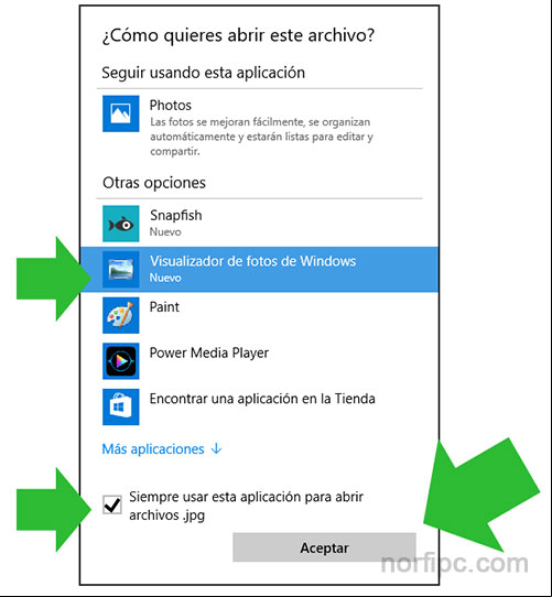 Establecer el Visualizador de fotos como predeterminado en Windows 10 Establecer el Visualizador de fotos como predeterminado en Windows 10