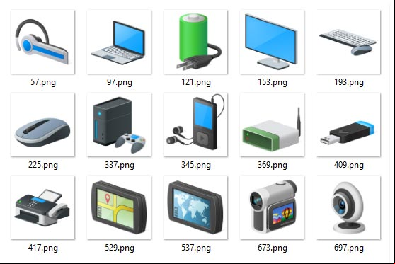 Imágenes en formato PNG extraídas del contenedor de iconos DDORes.dll en Windows Imágenes en formato PNG extraídas del contenedor de iconos DDORes.dll en Windows