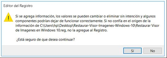 Mensaje de advertencia al agregar una clave al Registro en Windows 10 Mensaje de advertencia al agregar una clave al Registro en Windows 10