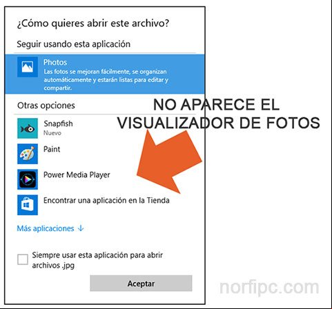 No aparece el Visualizador de fotos en Windows 10 No aparece el Visualizador de fotos en Windows 10