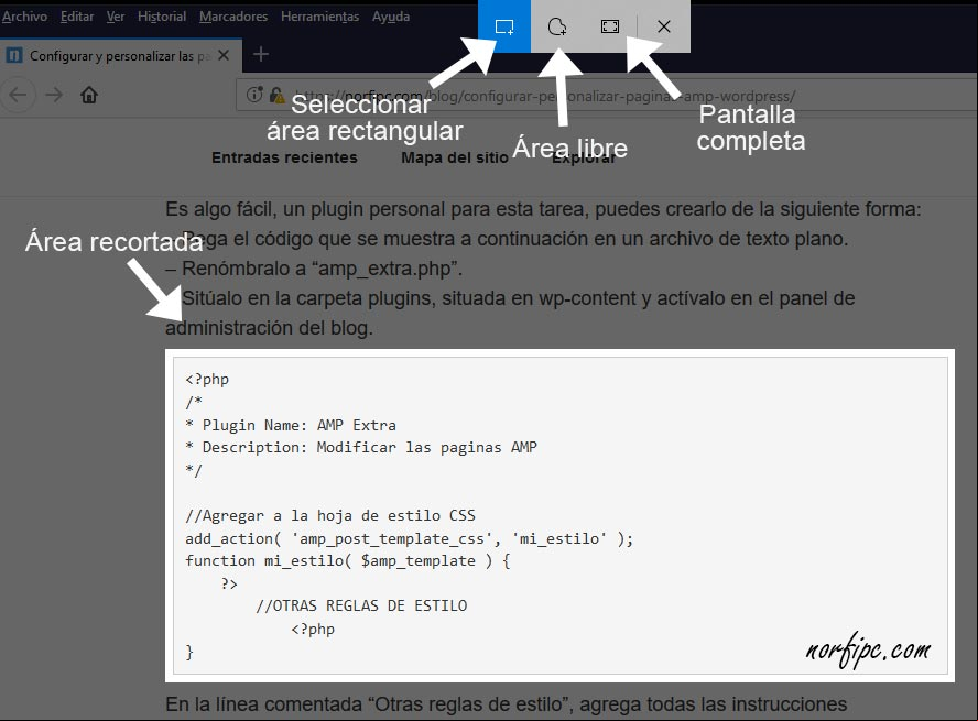 Opciones para tomar captura de pantalla en Windows 10, de una página de internet Opciones para tomar captura de pantalla en Windows 10, de una página de internet