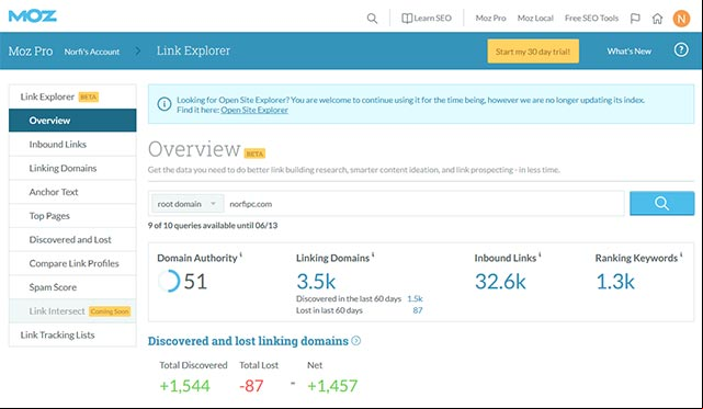 Open Site Explorer de Moz para saber la Autoridad de un dominio de internet Open Site Explorer de Moz para saber la Autoridad de un dominio de internet