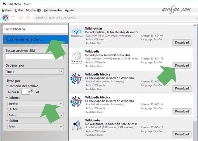 Explorar la biblioteca de Kiwix para descargar la Wikipedia Explorar la biblioteca de Kiwix para descargar la Wikipedia